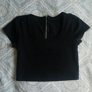 Zipper back crop top